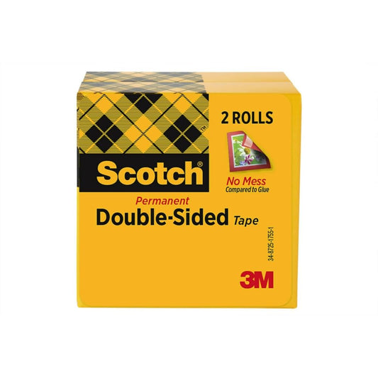Scotch Double Sided Tape 2/Pkg-1/2"X1296"