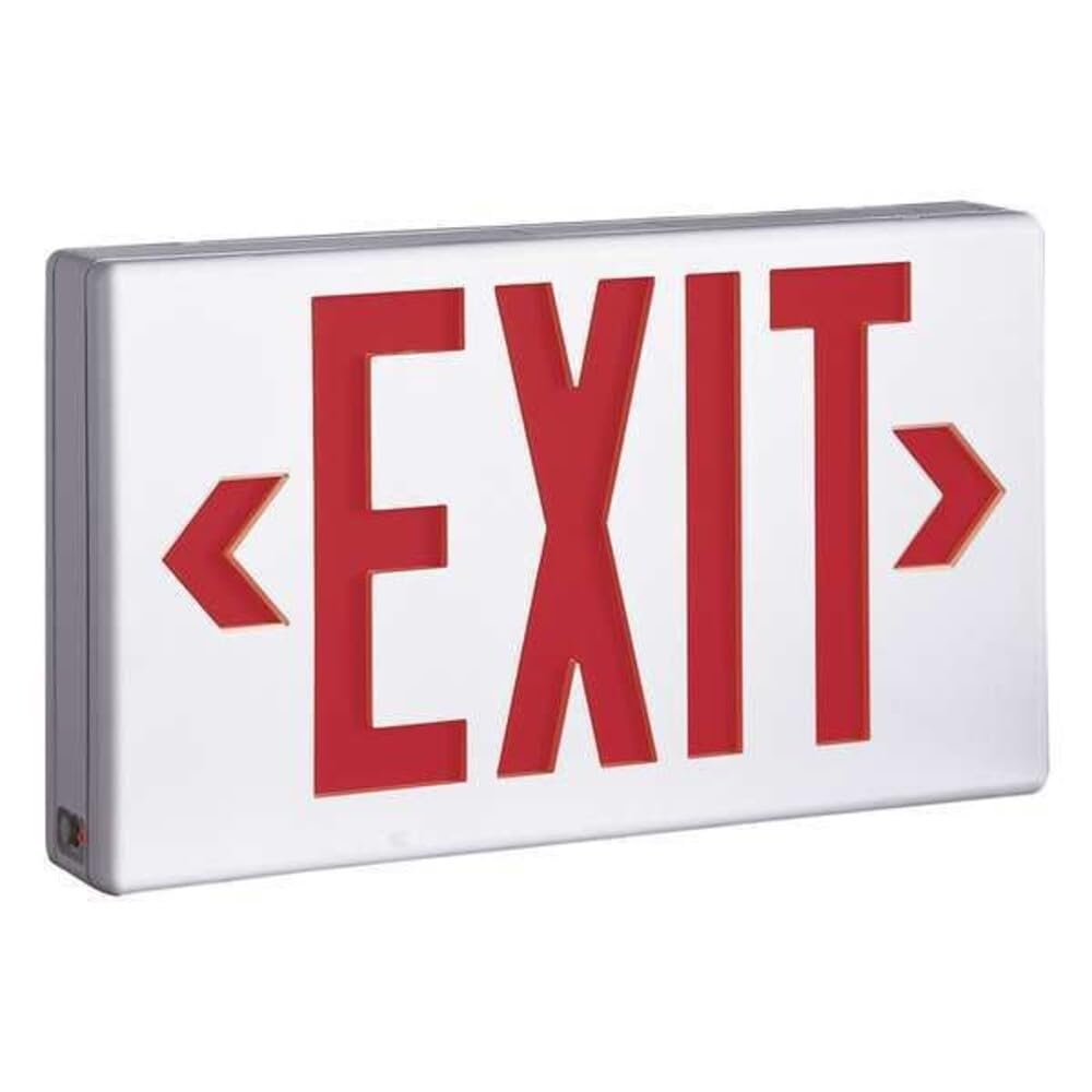 SURE-LITES LED Exit Sign, White Emergency Exit Light with Red or Green Letters, Single or Double Sided, AC Only, 120-277V