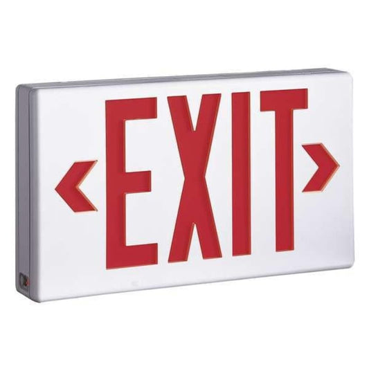 SURE-LITES LED Exit Sign, White Emergency Exit Light with Red or Green Letters, Single or Double Sided, AC Only, 120-277V