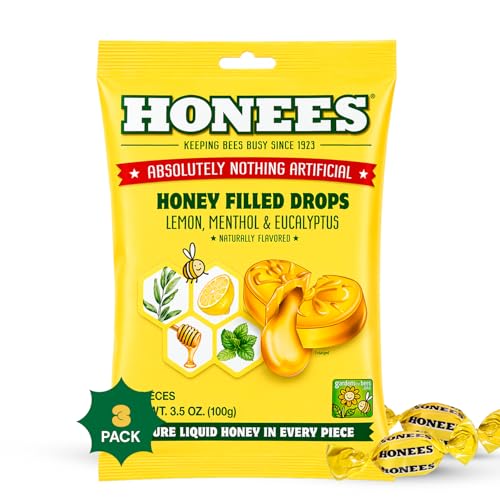 Honees Honey Lemon Cough Drops 3 Pack (60 Drops)