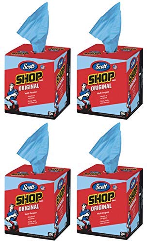 Scott SDX Kimberly-Clark 75190 Shop Towels, 10" x 12", Blue, 4 Box of 200 Towels