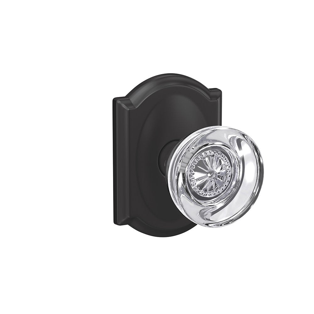 Schlage FC21 HOB 622 CAM Glass Knob Matte Black