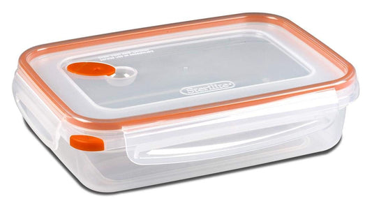 Sterilite Ultra-Seal 5.8 Cup Rectangle, Airtight Food Storage Container, Latching Lid, Microwave and Dishwasher Safe, Clear With Orange Gasket, 6-Pack