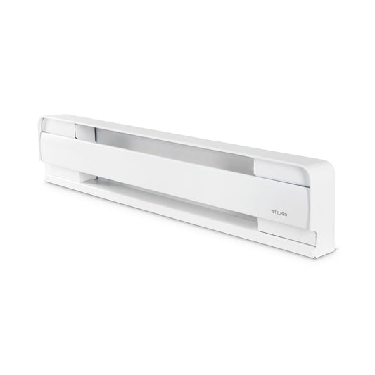 Stelpro B0502W Baseboard Heater 500W, 27 7/8" x 5 7/8", 240 Volts, B-Series BRAVA Electric Baseboard with Rounded Corners, White