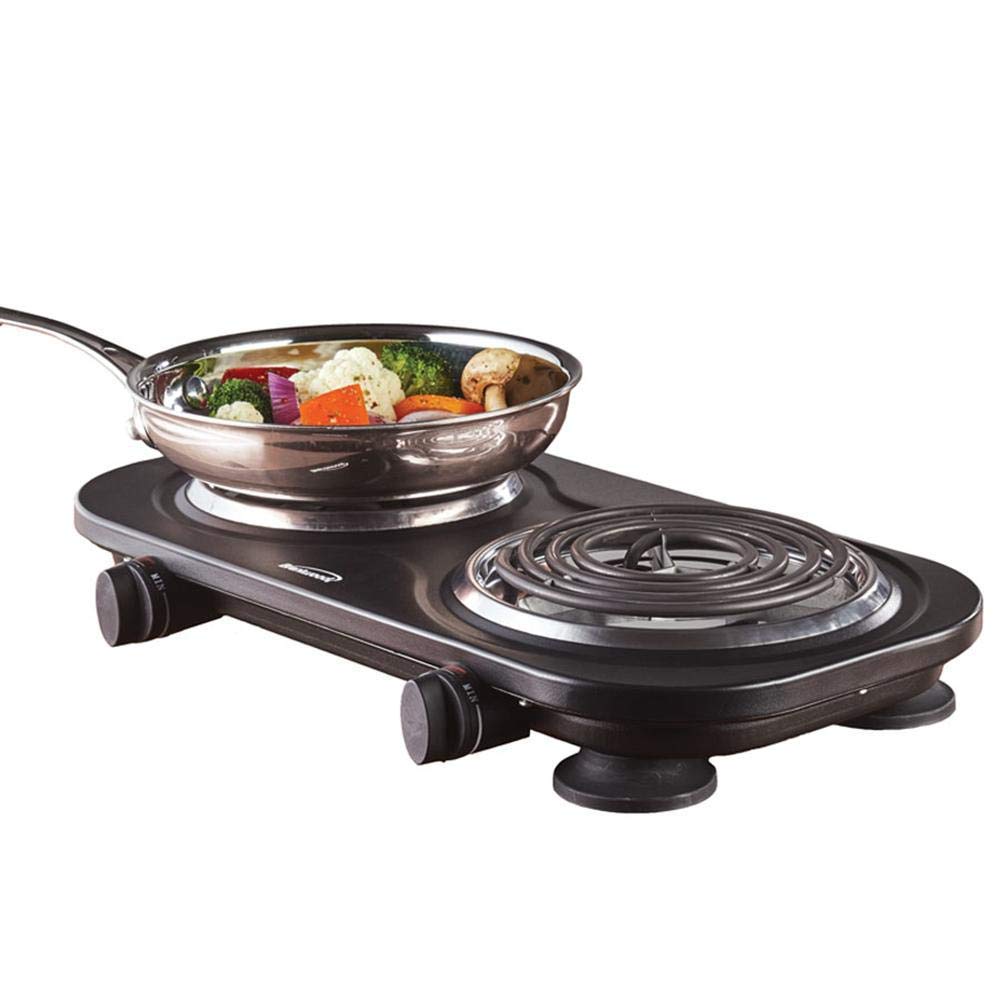 Brentwood Electric Double Burner, Medium, Black