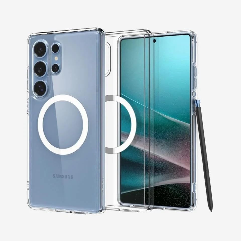 Spigen Crystal Hybrid MagFit Designed for Galaxy S25 Ultra Case (2025) [Military-Grade Protection] Compatible with MagSafe - White
