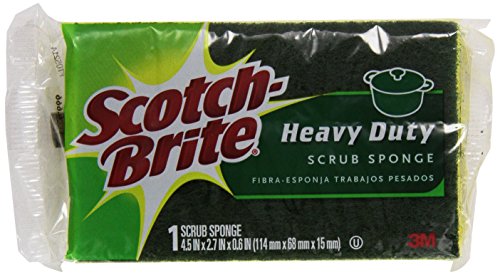 3M Scotch-Brite 420 Cellulose/Synthetic Fiber Heavy Duty Scrub Sponge, 4-1/2" Length x 2-89/128" Width x 19/32" Thick, Green/Yellow