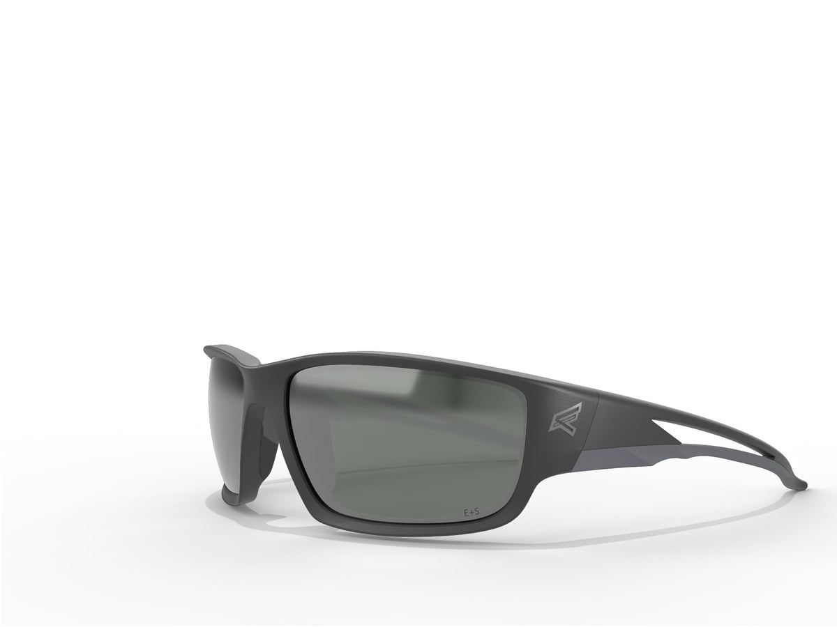 EDGE TSK21-G15-7 Kazbek Polarized Wrap-Around Safety Glasses, Anti-Scratch, Non-Slip, UV 400, Military Grade, ANSI/ISEA & MCEPS Compliant, 5.04" Wide (Black Frame/G-15 Silver Mirror Lens)