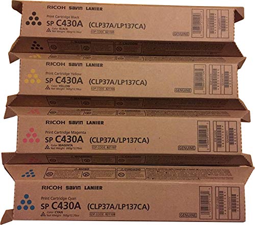 Ricoh 821105, 821106, 821107, 821108 4-Color Toner Cartridge Set for Aficio SP C430DN