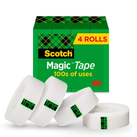 Scotch Magic Tape Dispenser Refill, 0.75 in x 800 in (22.2 YD), Pack of 4