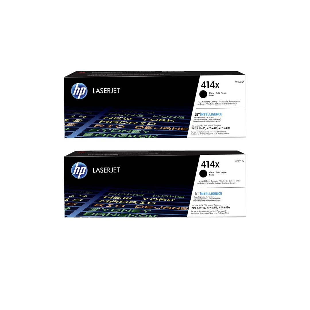 HP 414X Black Toner Cartridge | Works with Color LaserJet Enterprise M455dn,MFP M480f,Pro M454,MFP M479 Series | W2020X,(Pack of 2)
