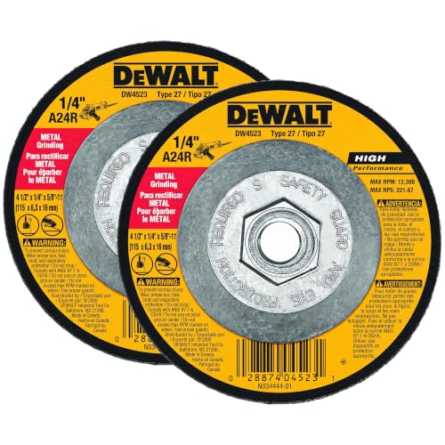 DEWALT Grinding Wheel, General Purpose for Metal, 4-1/2-Inch x 1/4-Inch x 5/8-Inch (DW4523) (Pack of 2)