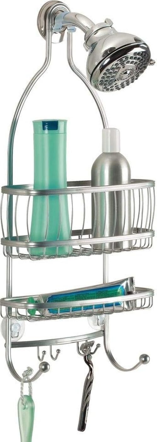 iDesign Metal Extra-Wide Hanging Shower Caddy, The York Collection – 10" x 4" x 22", Silver