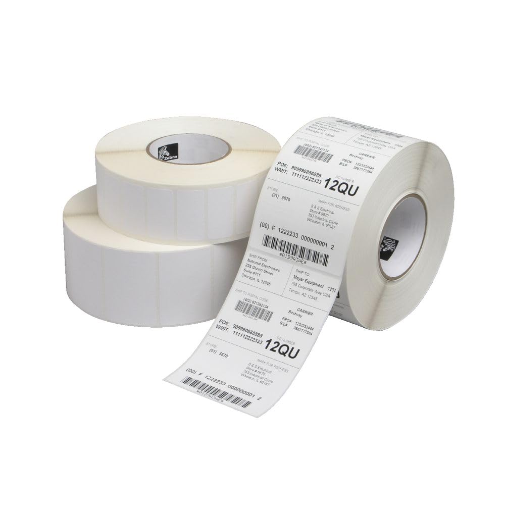 Zebra Technologies 10010031, Consumables, Z-Perform 2000D Paper Label, Direct Thermal, 4" x 2", 1" Core, 5" OD, 1240 Labels Per Roll, Perforated, 6 Rolls Per Case, Priced Per Case, 14" Width