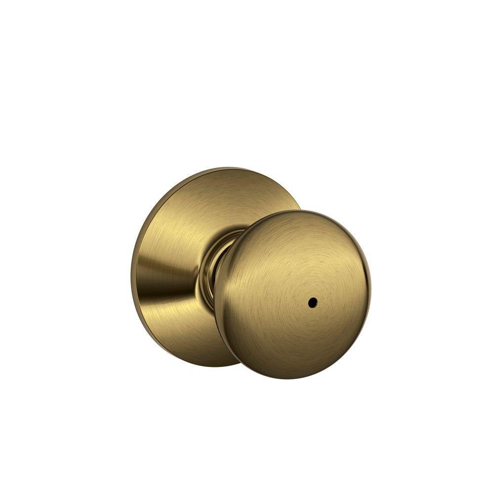 Schlage Plymouth Bed & Bath Knob Antique Brass F40PLY 609