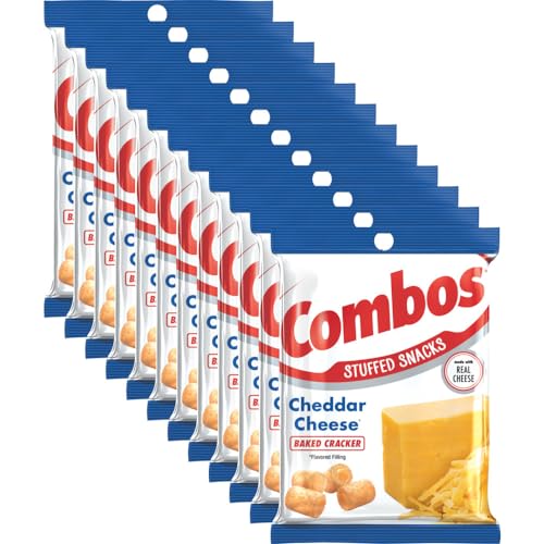 COMBOS Cheese Snacks - Cheddar Cheese and Crackers Snack Packs, Baked Cracker, 6.3-Ounce Bulk Snack Bag (Pack of 12)