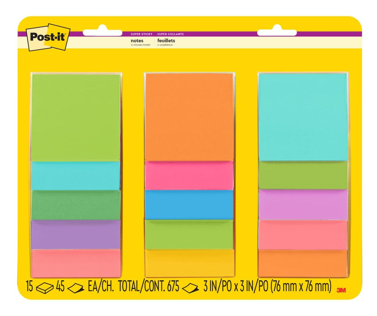 3M Post-it Notes 654-15SSMULT 3x3 in
