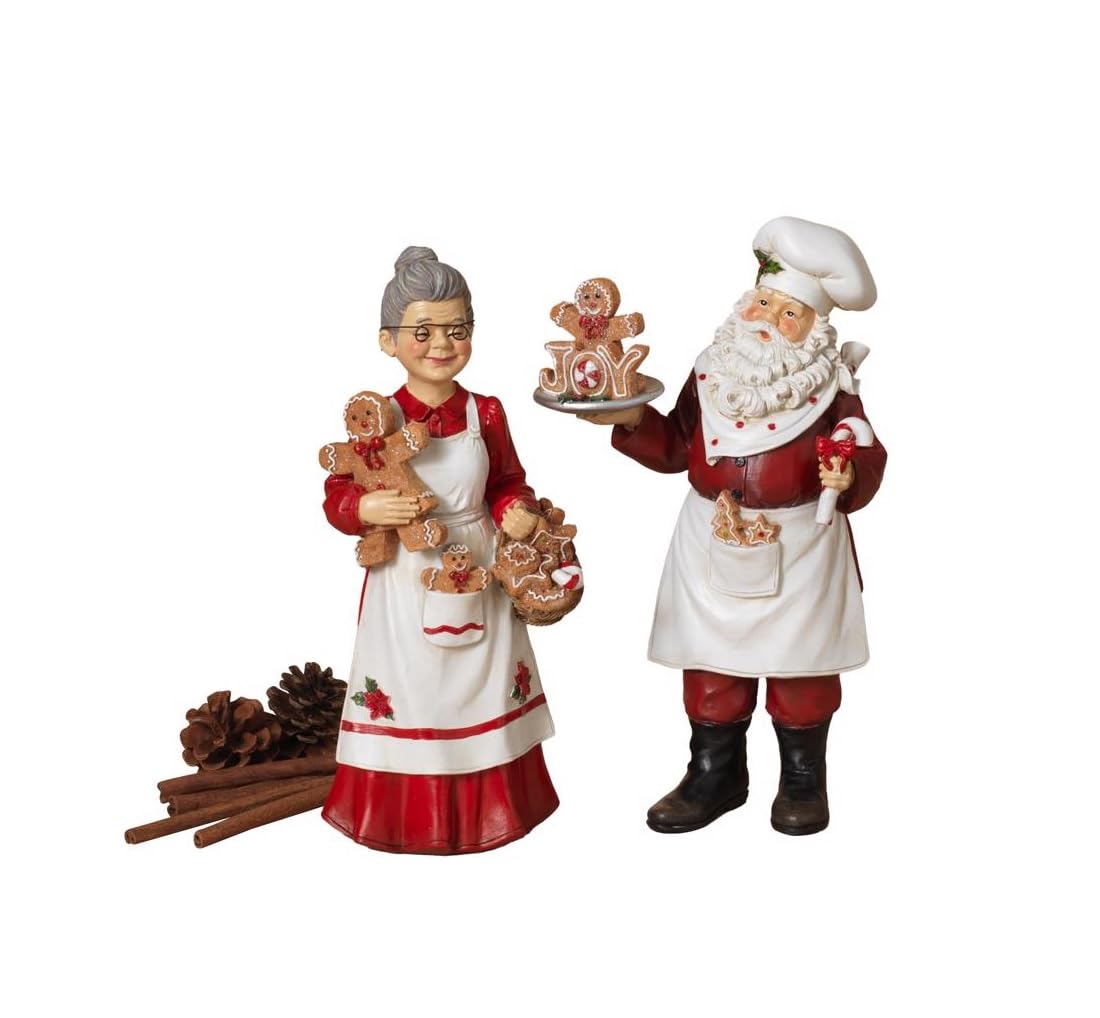 Gerson Mr & Mrs Chef Santa Figurines