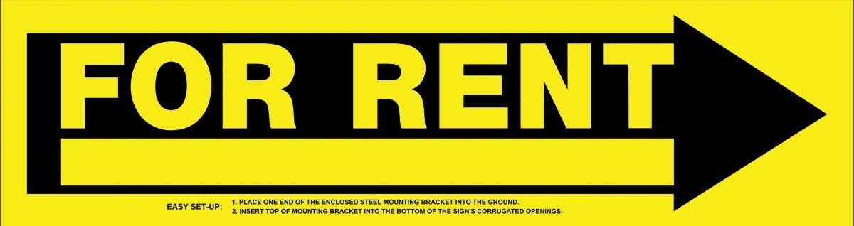 Hillman For Rent Arrow Sign 6x24 in