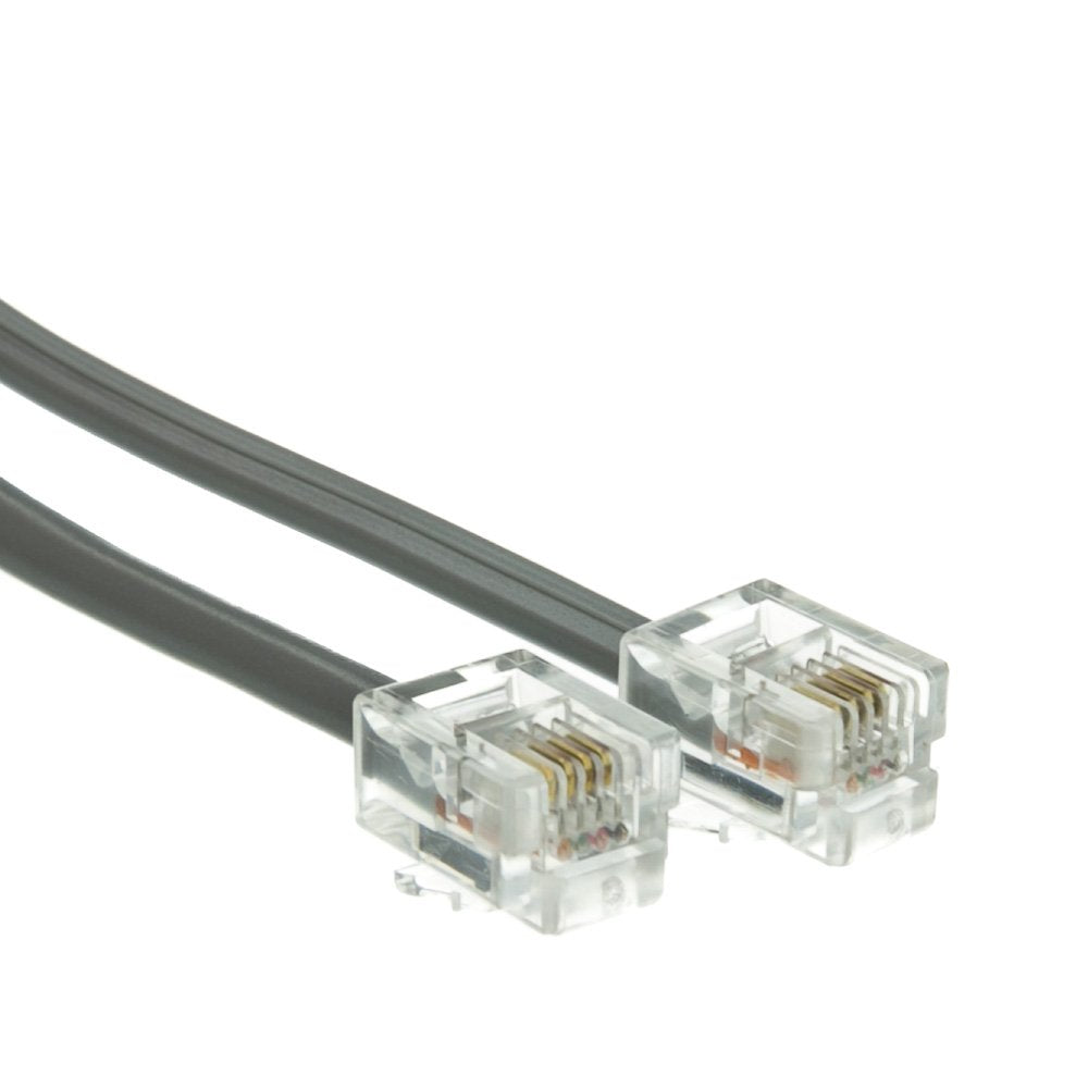 CableWholesale 50ft RJ11 Telephone Cord 6P4C Silver Satin