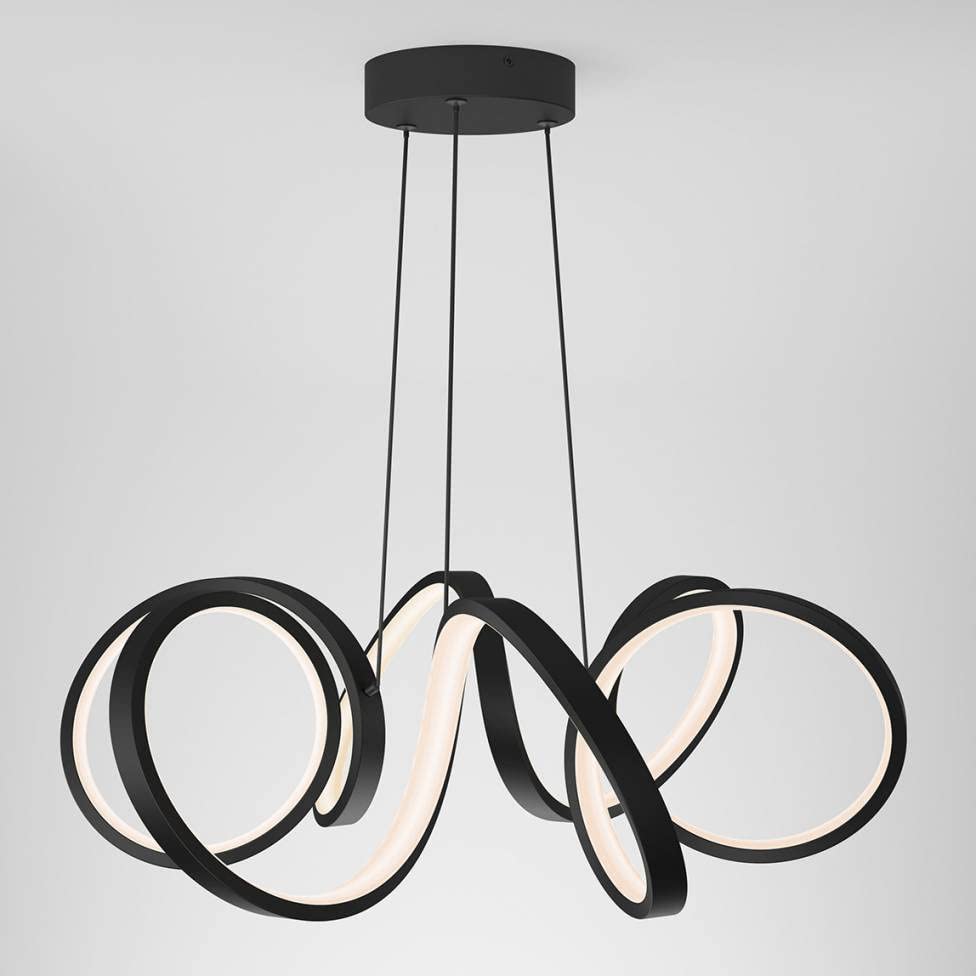 artika Swirl Ribbon 30W LED Pendant Light Fixture, Matte Black Finish Ideal for Dining Room, Kitchen Island Light - 1800 Lumens, 3000 Kelvin, Made of Aluminum, No Bulb Required
