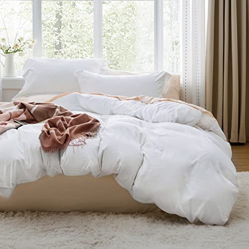 Bedsure White Queen Duvet Cover Set 90x90 in
