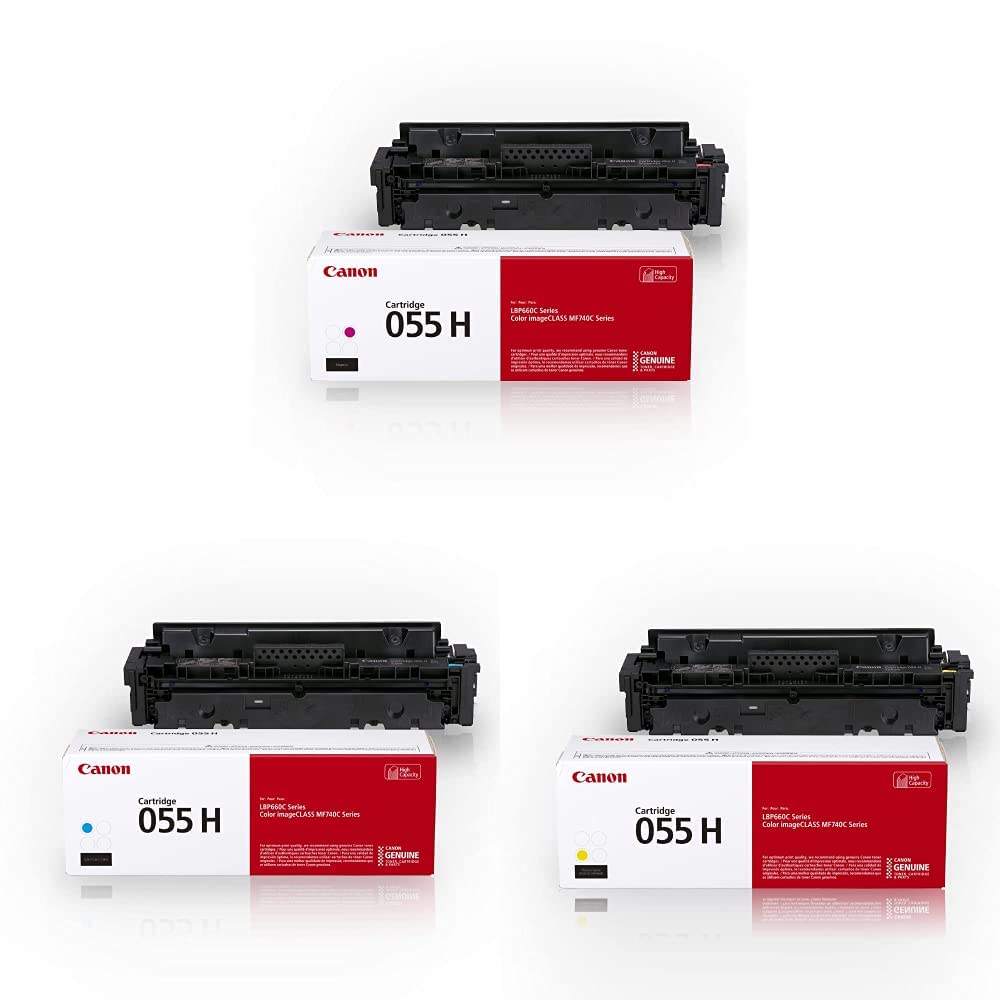 Canon Genuine 055 High Yield CMY Color Toner Cartridge Set, 3-Pack, CRG-055H
