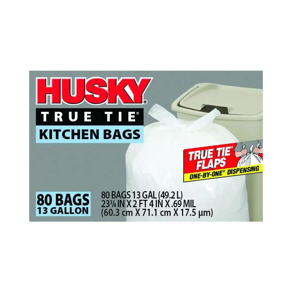 Poly-America Kitchen Flap Tie Bags 13 Gal 80 Ct HK13WC080W