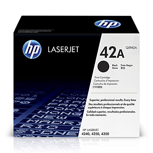 HP 42A Black Toner Cartridge | Works with HP LaserJet 4240, 4250, 4350 Series | Q5942A