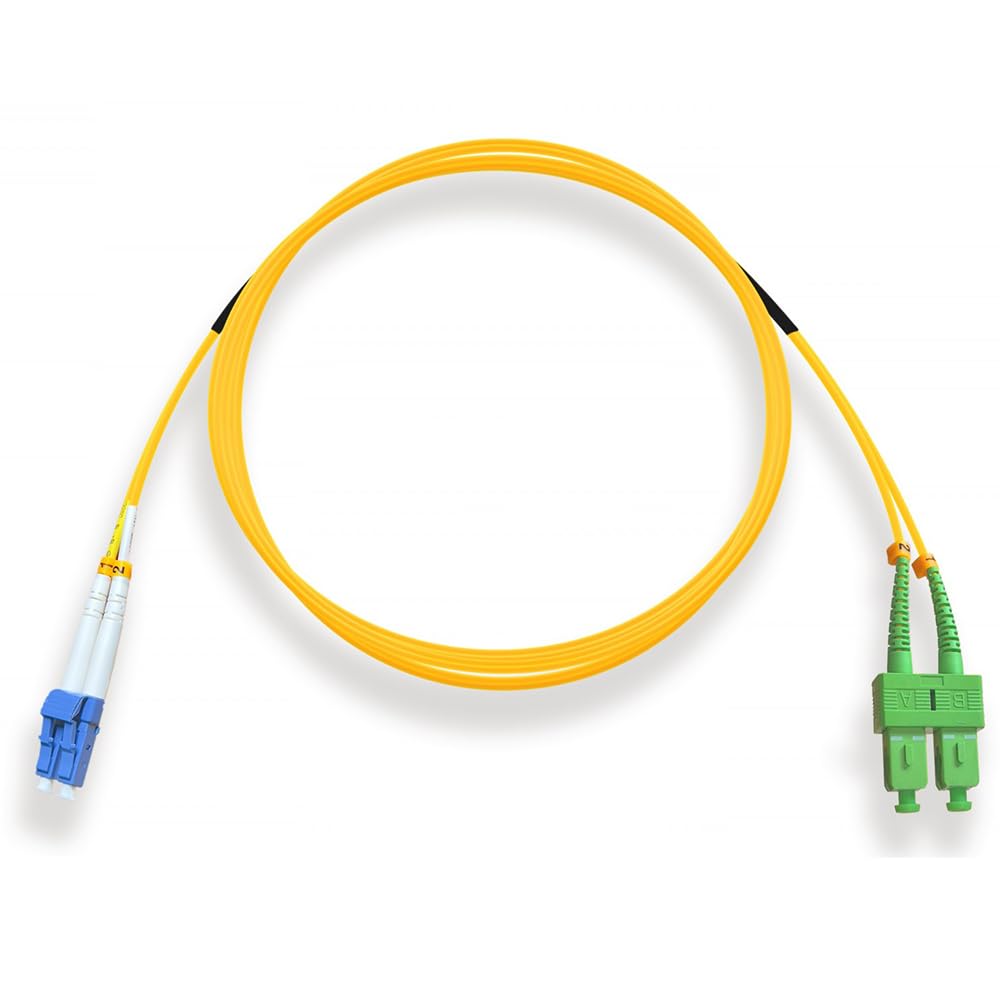 CableWholesale LC/UPC to SC/APC OS2 Duplex Fiber Patch Cord 1m