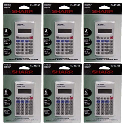Sharp EL233SB 8-Digit Pocket Calculator 6 Pack