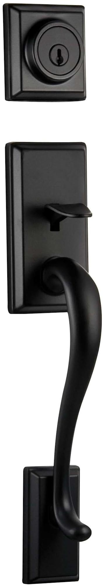 Kwikset 800HELIP-S.STRKP Hawthorne Sectional Single Cylinder Keyed Entry Exterior Pack Handleset with SmartKey - Matte Black