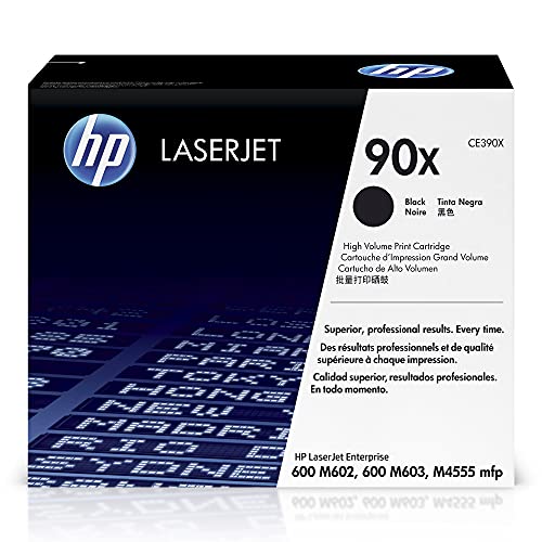 HP 90X Black High-yield Toner Cartridge | Works with HP LaserJet Enterprise 600 M602, M603 Series, HP LaserJet Enterprise M4555 MFP Series | CE390X