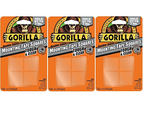 Gorilla Tough & Clear Double Sided Tape Squares, 1" 24-Pack