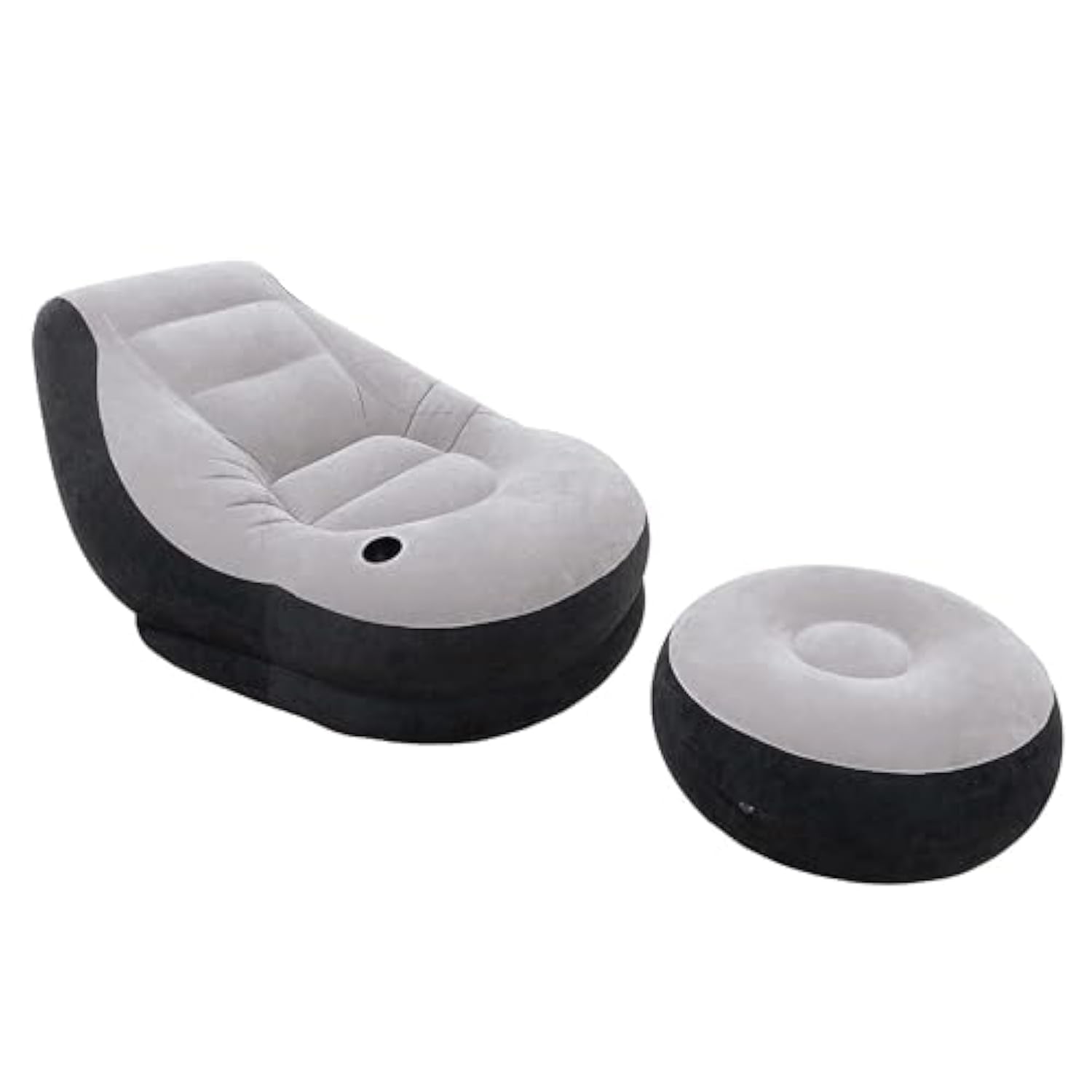 Intex 68564EP Ultra Lounge Inflatable Chair: Built-in Cupholder – Ottoman Foot Rest – 2-in-1 Valve – Flocked Construction – 220lb Weight Capacity
