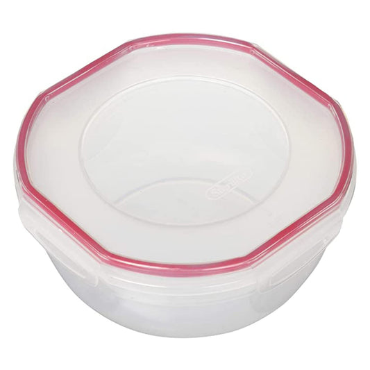 Sterilite Ultra-Seal 2.5 Qt Bowl, Airtight Food Storage Container, Plastic, Latching Lid, Microwave and Dishwasher Safe, Clear With Red Gasket, 1-Pack