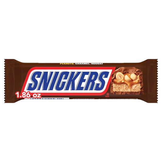SNICKERS Chocolate Candy Bar, Full Size 1.86 oz, Chocolate Snacks