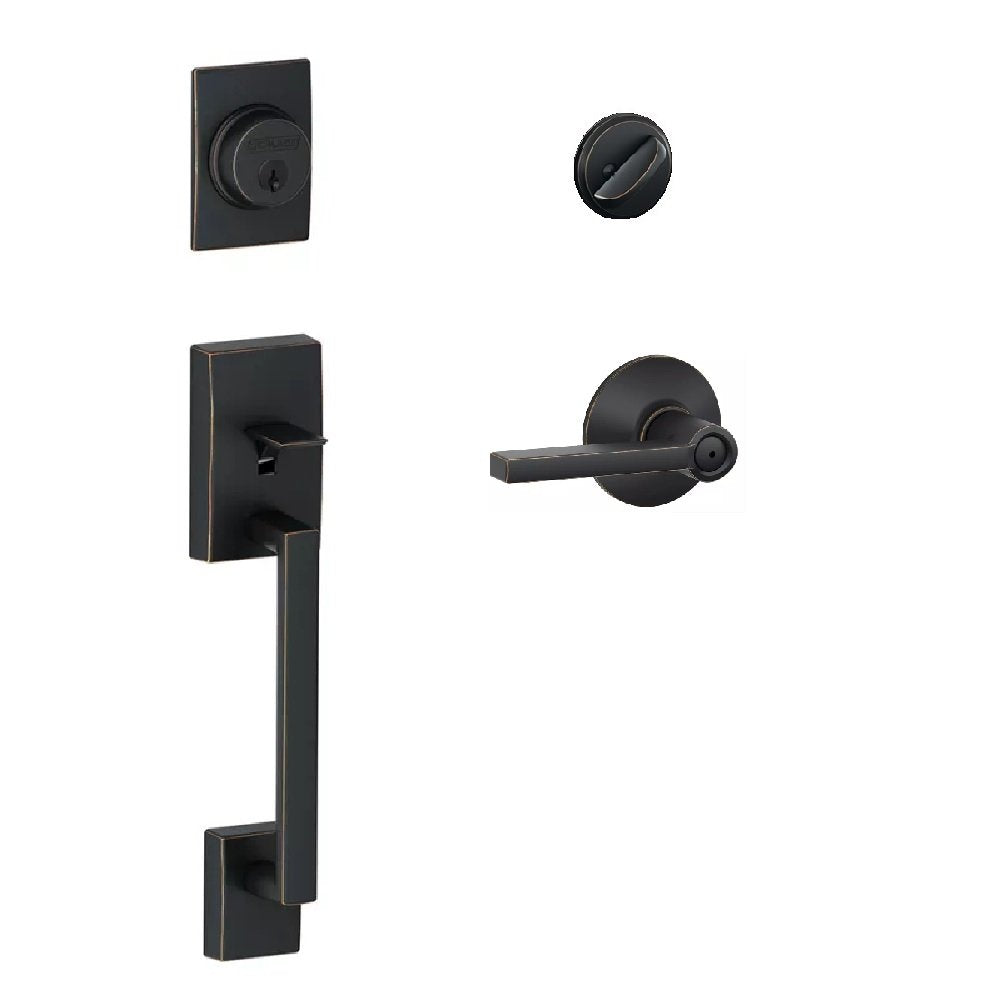Schlage F60 Century Door Handle Set, Aged Bronze