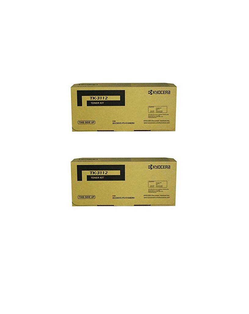 Kyocera 1T02MT0US0 Model TK-3112 Black Toner Cartridge (Pack of 2), Compatible with FS-4100DN Laser Printer, Includes Waste Toner Container