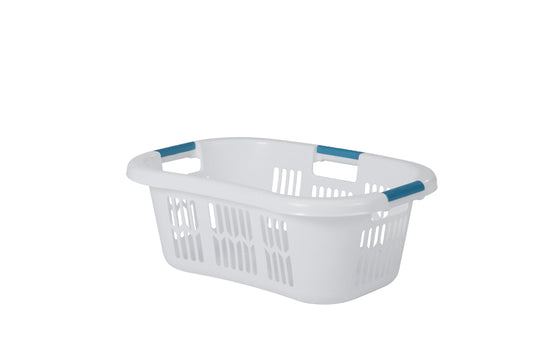Large Hip-Hugger Laundry Basket/Hamper, 1.5-Bushel, White, Stackable Storage Bin/Organizer for Bathroom/Bedroom/Dorm/Home 299787