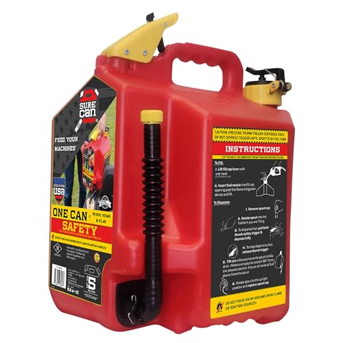 CAN GASOLINE HDPE RED 5GA