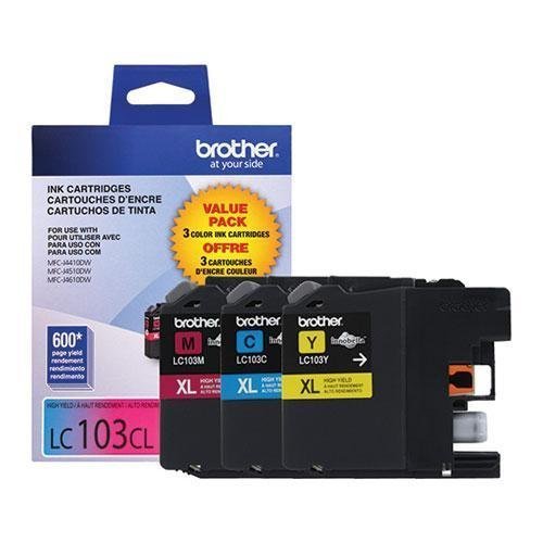 Brother LC103 Ink Cartridge 3-Pack - Cyan/Magenta/Yellow - 600 Yield