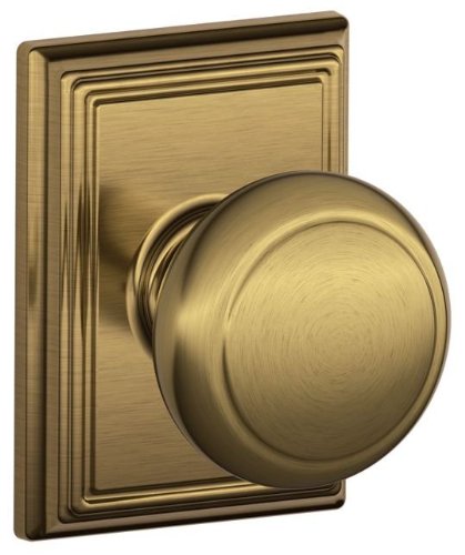 Schlage F10-AND-ADD Antique Brass Knobset Schlage
