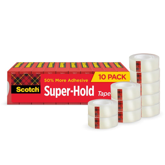 Scotch Super-Hold Tape, 10 Rolls, Transparent Finish, 50% More Adhesive, Trusted Favorite, 3/4 x 800 Inches, Boxed (700S10)