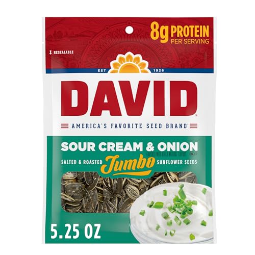 DAVID Seeds Sour Cream & Onion Sunflower Seeds 5.25oz (12 Pack)