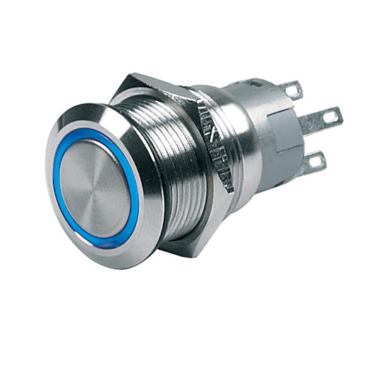 BEP Push-Button Switch 12V Momentary Blue LED