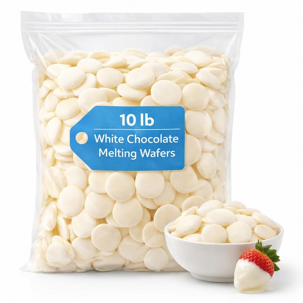 White Chocolate Melting Wafers, 10 lb Bulk Coating Wafers for Baking & Dipping