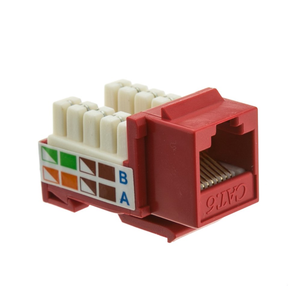 CableWholesale Cat6 Keystone Jack Red RJ45 110