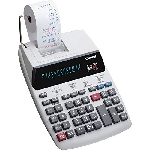 Canon Office Products 2204C001 Canon P170-DH-3 Desktop Printing Calculator with Currency Conversion, Clock & Calendar, and Time Calculation, Black/White/Silver, 14.60 Inch x 9.60 Inch x 3.00 Inch