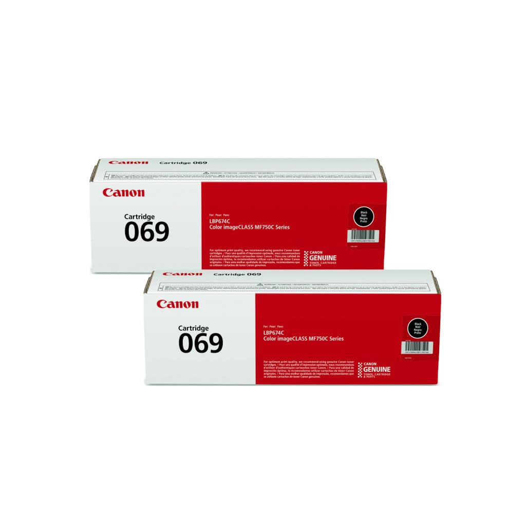 Canon 069 Toner Cartridge Black – 2 Pack | Compatible Color imageCLASS MF752Cdw, MF653Cdw, LBP674Cdw, LBP633Cdw | High Yield Black Replacement Toner for Sharp, Professional Prints